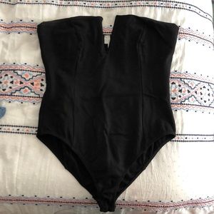 Black strapless bodysuit